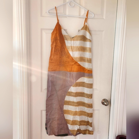 NEW Cala de la Cruz Rafaela Geometric Linen Dress Size Small - Picture 1 of 6